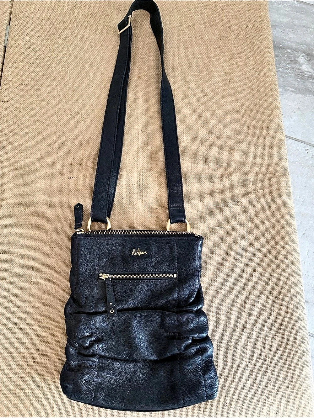 Cole Haan Black Ruched Leather Shoulder Bag